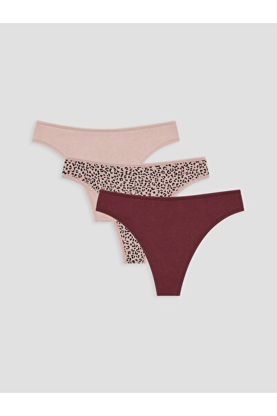 LC Waikiki Chiloți tanga cu imprimeu leopard, pachet de 3