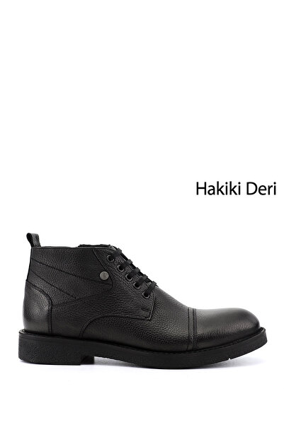 GÖNDERİ(R) Men's Black Floater Genuine Leather Zippered Boots