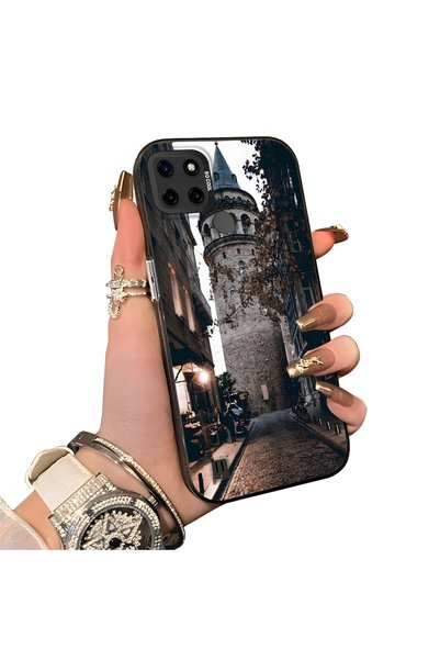 Hontinga Realme C21Y Compatible Silicone Edge Hard Back Case Galata Tower Pat...
