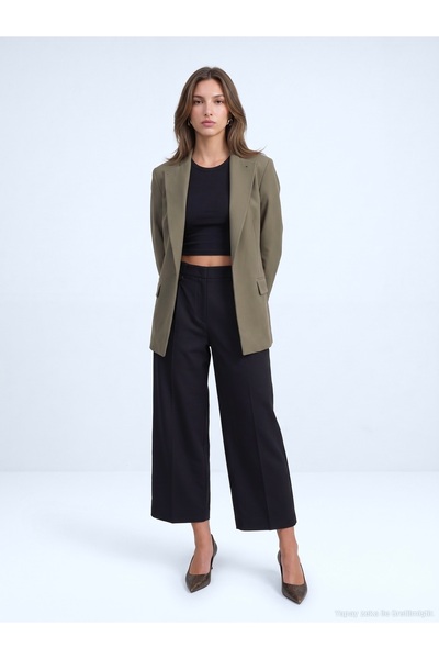 Dilvin 60827 Contrast Collar Blazer Jacket