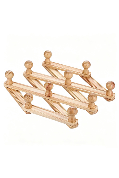 Generic Brand Wooden Accordion Wall Rack, Expandable Folding Peg Rack, Rustic...
