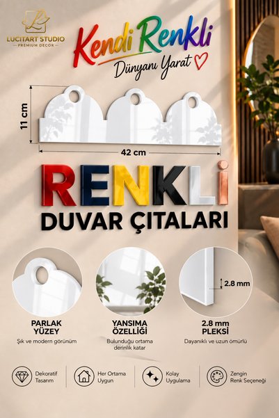 Arıkoğlu Reklam ve Yapı LucitART 2.8 mm Renkli Pleksi Duvar Çıtası 42x11 cm –...