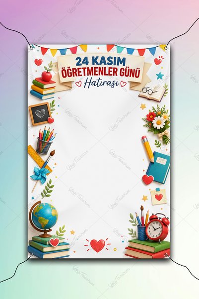 Yogi Tasarım Öğretmenler Günü Hatırası Fotoğraf Çekim Afişi Dikey 100x150cm