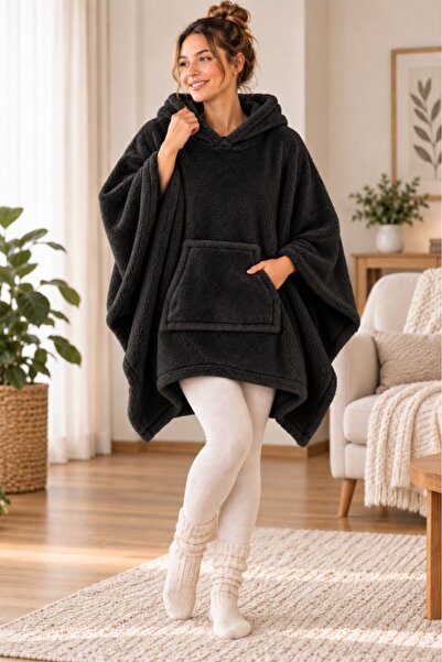Mulberry Wellsoft Panço Kapüşonlu Giyilebilir Battaniye Oversize Sıcak Tutan ...