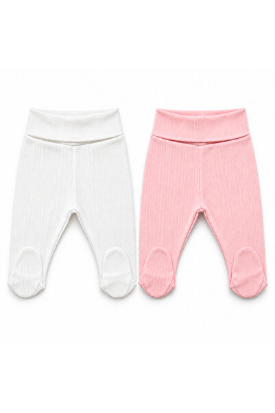 FYB 2-Piece Baby Pants with Booties, Wide Foldable Waistband, Interlock