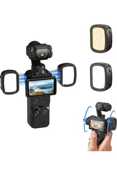 EXCEFORE ضوء مساعد مغناطيسي لـ DJI Osmo Pocket 4 و3، ضوء LED قابل لإعادة الشح...