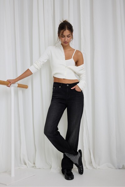 Stradivarius D98 vintage efektli straight fit jean