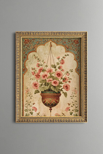 epiqart Marshmallow Flowers in a Decorated Vase - Vintage Patterned Painting ...