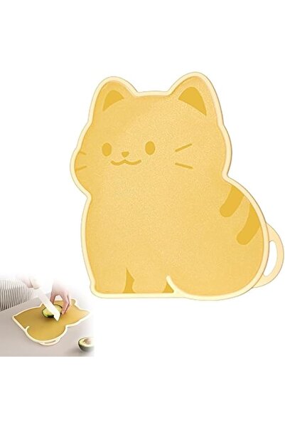 Yelajoy Small Cat Shape Plastic Cutting Board, Mini Double-Sided Chopping Boa...