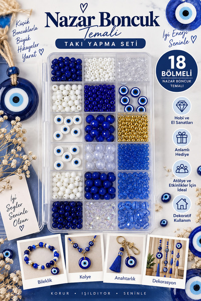 By MO Accessories Σετ Σχεδιασμού Κοσμημάτων με Χάντρες Ευφυλακίας 🧿 💙   18 ...