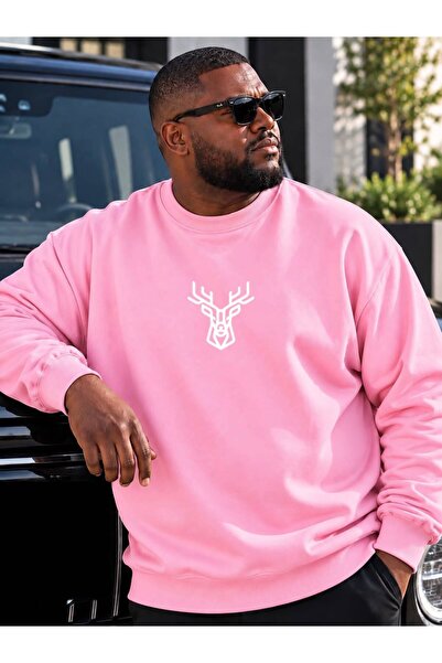 HELLO ROMA 3 Yarn Combed Cotton Plus Size Deer Printed Unisex Sweatshirt Vp6