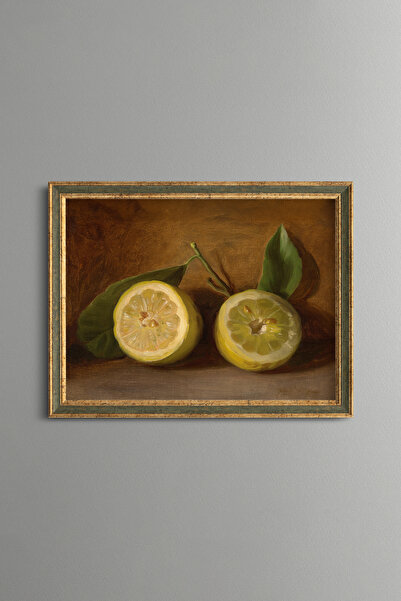 epiqart Cut Lemon Still Life - Vintage Patterned Painting - Fine Model