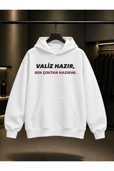 fame-stoned Valiz Hazır, Ben Çoktan Hazırım Γραπτό και τυπωμένο Unisex φούτερ...