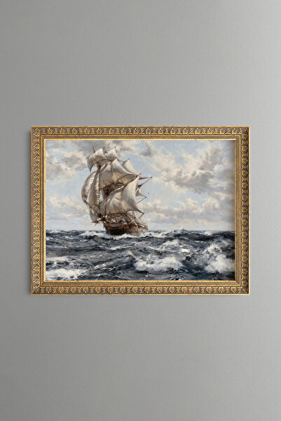 epiqart Sailing in the Stormy Sea - Vintage Patterned Painting - Fine Model
