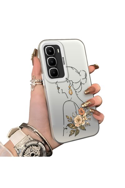 Hontinga Infinix Hot 60 5g Compatible Silicone Edge Hard Back Case Line Art P...