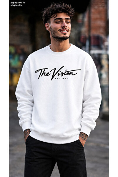 caddekombin سويت شيرت رجالي من The Vision Est 1997 مطبوع عليه الخط العربي ويا...