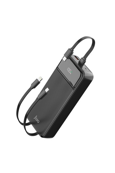 Juo 20000mAh 22.5W Led Ekranlı Lightning ve Type-C Kablolu Powerbank Taşınabi...