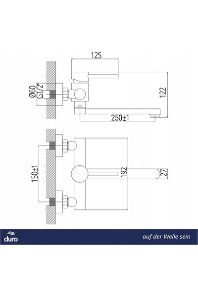 Duro Chiuvetă de perete ACERO 20 CM din oțel inoxidabil inox