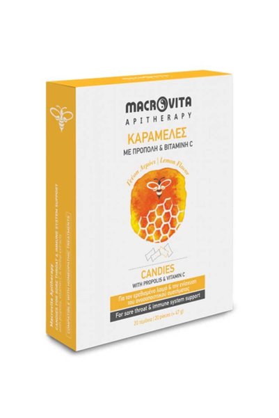 Macrovita Καραμέλες λεμονιού 20 τεμάχια. για τον λαιμό και το ανοσοποιητικό σ...