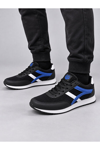 relaxis Men's Black Blue Comfort Sole Lace-Up Sports Shoes Casual Sneaker