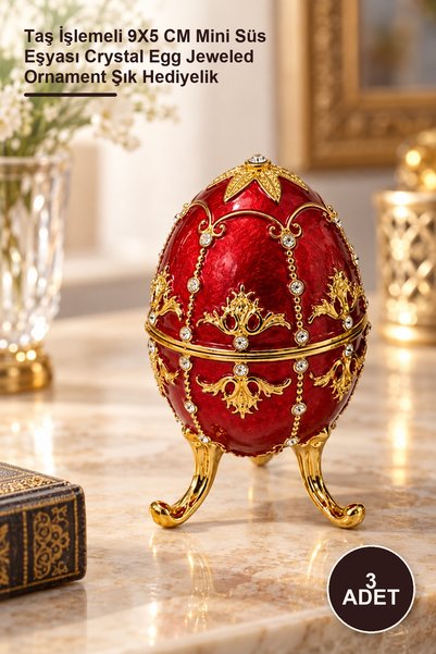 Yenilig 3 قطع من الأغراض الزخرفية على شكل بيض مرصعة بالأحجار - زينة صغيرة مطر...