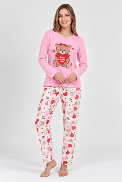 Miss Lale Pijama Γυναικείες ροζ πιτζάμες με στάμπα