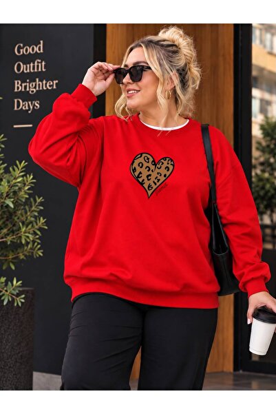 HELLO ROMA 3 Yarn Combed Cotton Plus Size Leopard Print Heart Printed Unisex ...