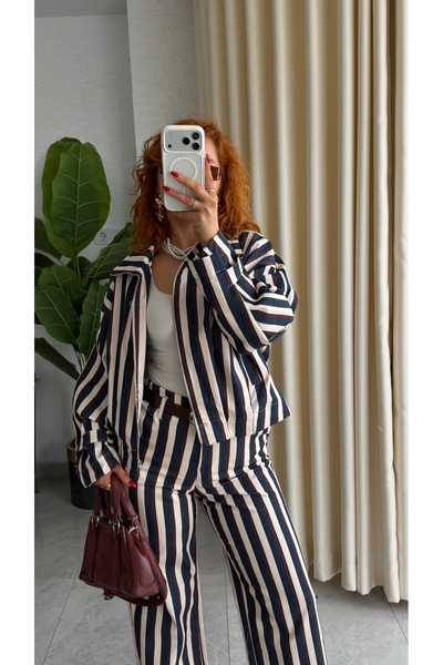 Bak'ap Premium Trend Striped Jacket - Pants 2-Piece Set