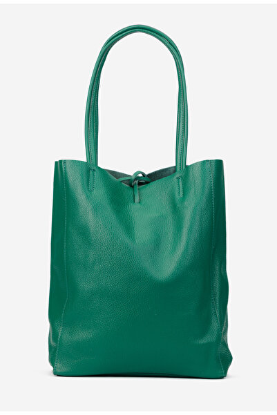 Dasha Geanta dama shopper din piele texturata verde