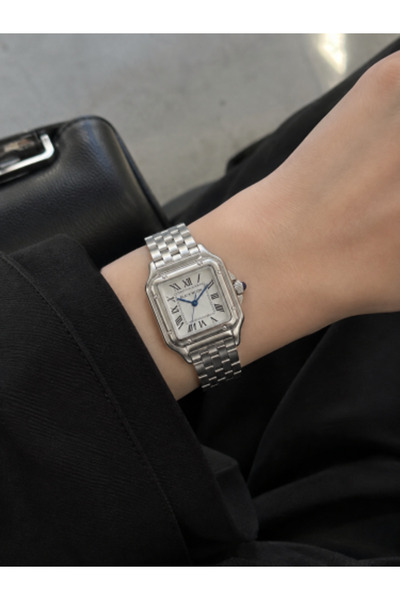 Black Moon Women's watch with silver steel strap