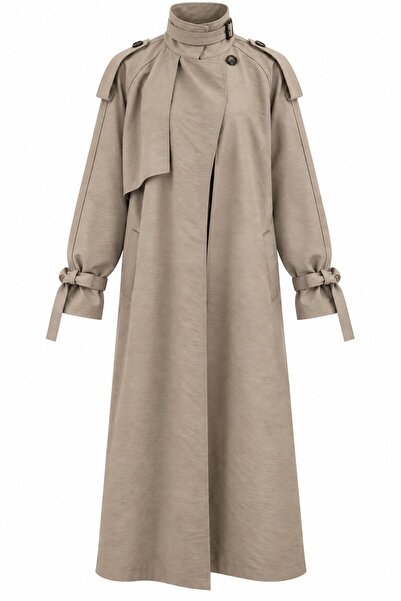 Laluvia Vizon Kuşaklı Premium Oversize Trençkot - 8646