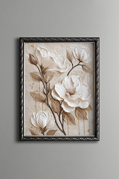 epiqart White Magnolias - Vintage Patterned Painting - Fine Model