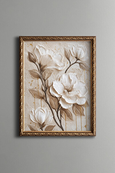 epiqart White Magnolias - Vintage Patterned Painting - Fine Model