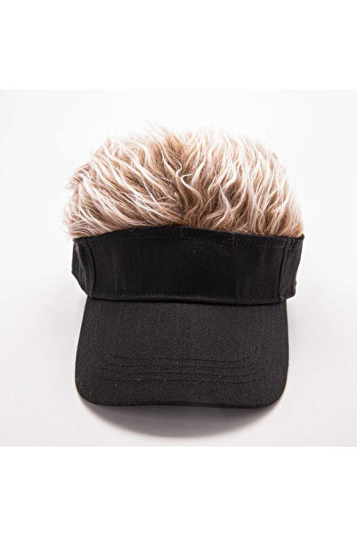 APH Μαύρο Sun Visor Ηλιοπροστασίας με Ενσωματωμένα Ψεύτικα Μαλλιά Sun Visor w...