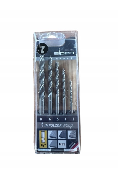 Alpen Set de burghie metalice de 3/4/5/6/8 mm Impulzor Metal ATM, 5 piese