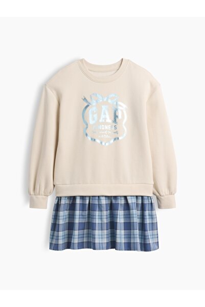 GAP Kız Çocuk Mavi Kids Oversized Sweatshirt Dress - Çocuklar İçin Oversize S...