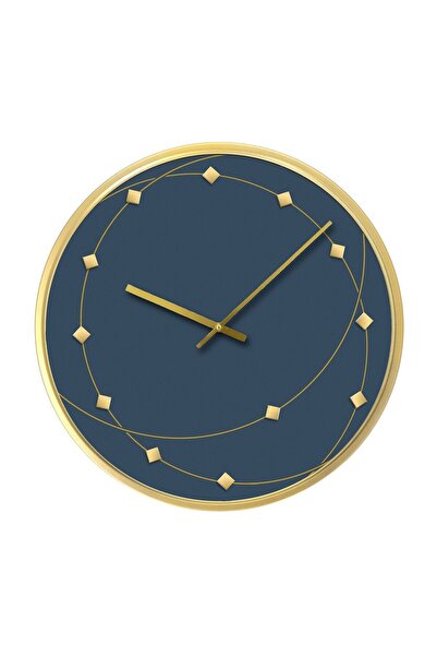 OEM Wall clock GHC100185, analog, round, metal + MDF, blue + gilded, 40 cm