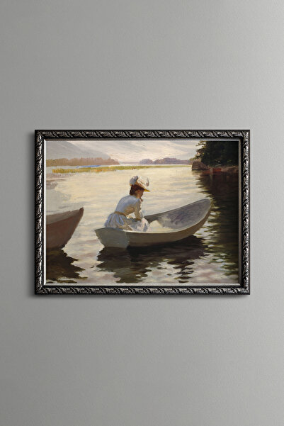 epiqart Young Woman in the Lagoon - Vintage Patterned Painting - Slim Model