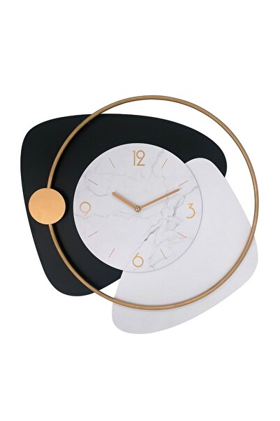OEM Wall clock GH61258, analog, asymmetric, metal, black + white, 50 cm