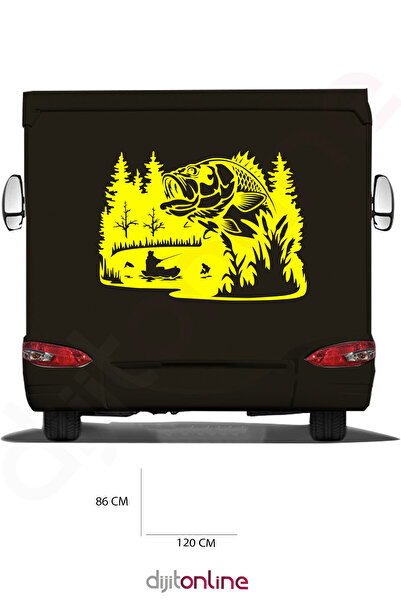 Dijitonline Fishing and Forest Themed Caravan Printing Sticker - Forest and N...