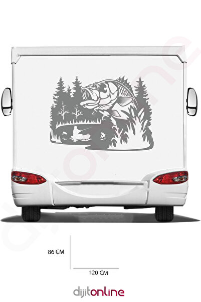 Dijitonline Fishing and Forest Themed Caravan Printing Sticker - Forest and N...
