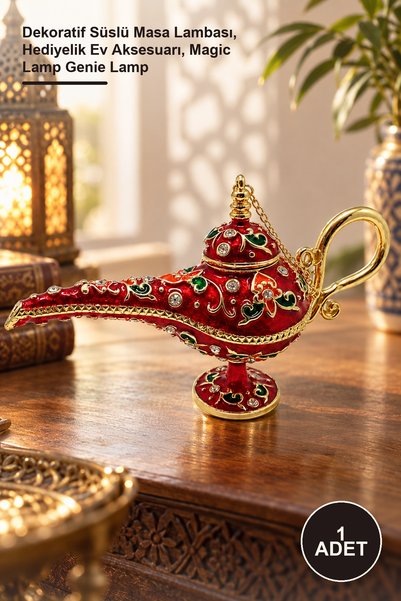 Yenilig 1 Piece of Stone Alaatin Magic Lamp – Decorative Ornate Table Lamp, G...
