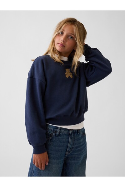 GAP Kız Çocuk Lacivert VintageSoft Wedge Sweatshirt