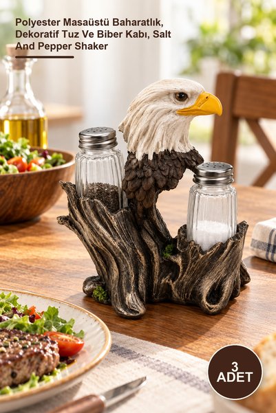 Yenilig 3-Piece Eagle Figured Salt and Pepper Shaker Set – Polyester Desktop ...