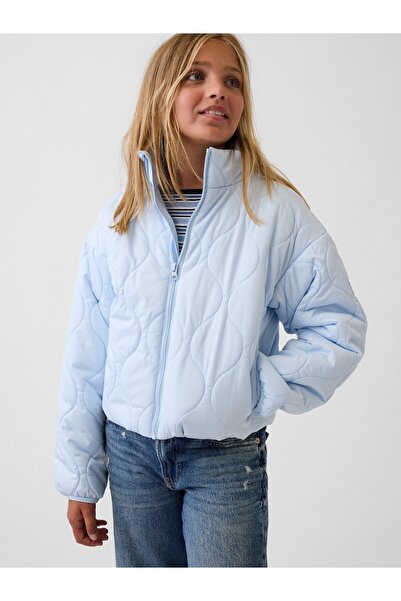 GAP Kız Çocuk Açık Mavi Relaxed Puffer Şişme Ceket