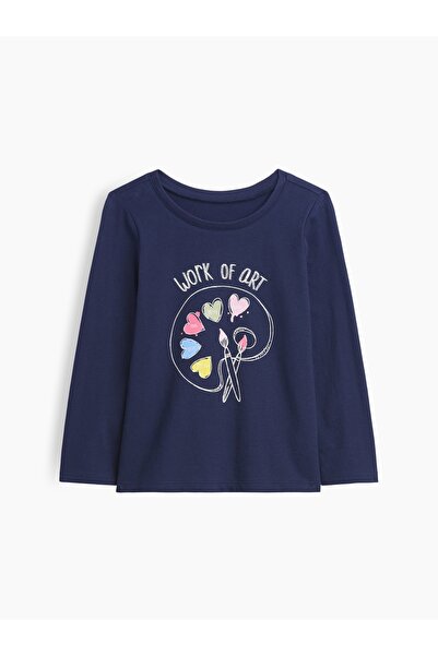 GAP Kız Bebek Lacivert Grafik Baskılı T-Shirt