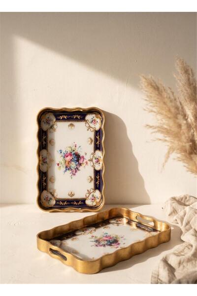 MİEN Maren Wooden Decorative 2-Piece Tray Set – Presentation and Serving Tray