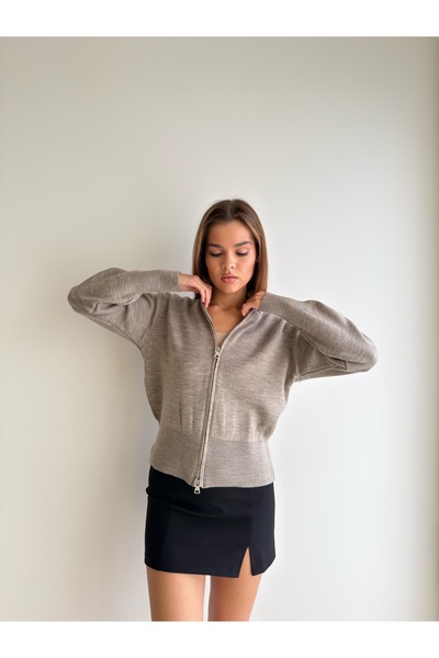 KENZA'A TRİKO Double Zipper Turtleneck Cardigan