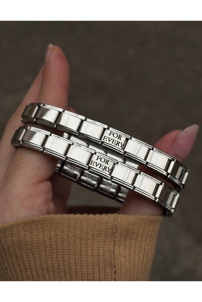 TAŞ DEVRİ HEDİYELİK Steel Eye and Letter Printed Nomination Bracelet