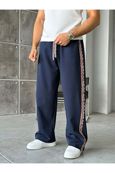 FO4RBS Ethnic Pattern Striped Design Baggy Tracksuit Navy Blue